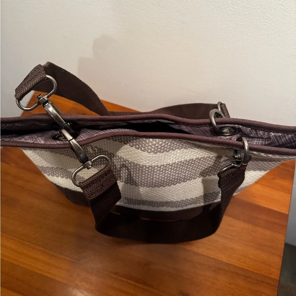 Thirty-One Two-Tone Brown and Beige Tote Bag – Everyday‎ Purse – Like New